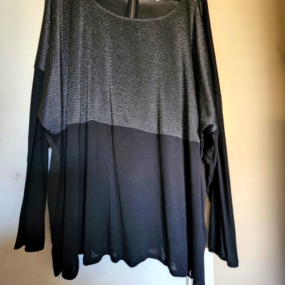 Jennifer Lopez black shiny mesh plus size top 3x